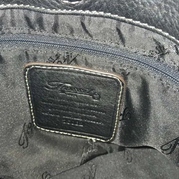 Fossil Vintage Black Pebbled Leather Shoulder Bag 75082 Key Charm Snap Closure - Picture 8 of 12